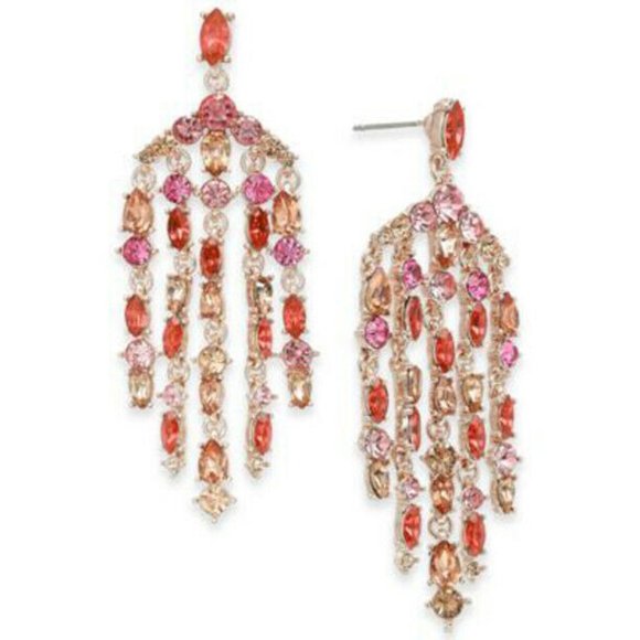 Jewelry - New Inc Rose Gold-Tone Stone Chandelier Earrings